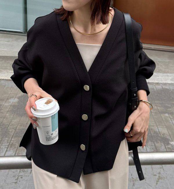  「メタル釦ジョーゼットカーディガン」|Tシャツ・カットソー|ブラック