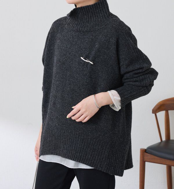  「ウール混スリットタートルニット」|ニット・セーター|