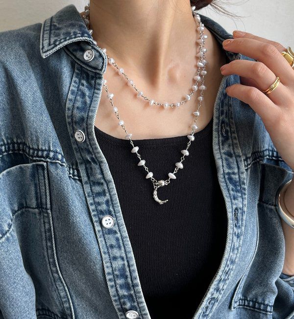  「【インフルエンサーOKOCHI企画】月モチーフランダムパールネックレス」|ネックレス|