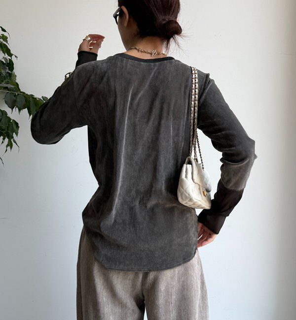  「【新色追加】チュールフロッキーシアー切替TEE」|Tシャツ・カットソー|