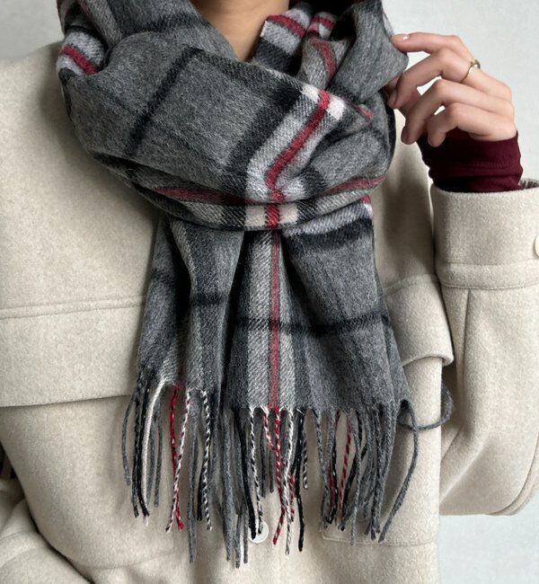  「リサイクルウールチェックマフラー」|マフラー|