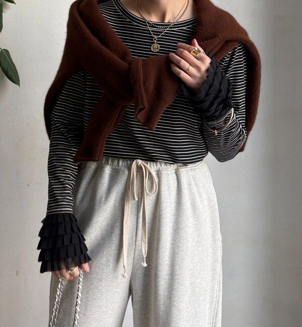  「袖フリルトップス」|Tシャツ・カットソー|ブラックその他1