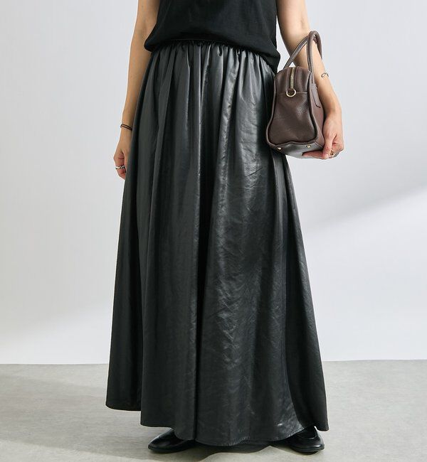  「【上品な光沢感】グロッシーギャザースカート」|スカート|