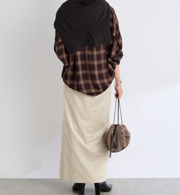  「【すっきり見えが叶う】ブラッシュドクロスIラインスカート」|スカート|