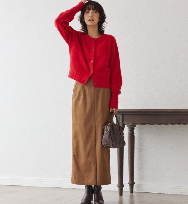  「【すっきり見えが叶う】ブラッシュドクロスIラインスカート」|スカート|