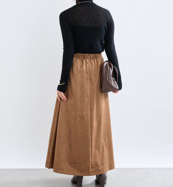  「【モダンな印象】ブラッシュドクロスサイドタックスカート」|スカート|