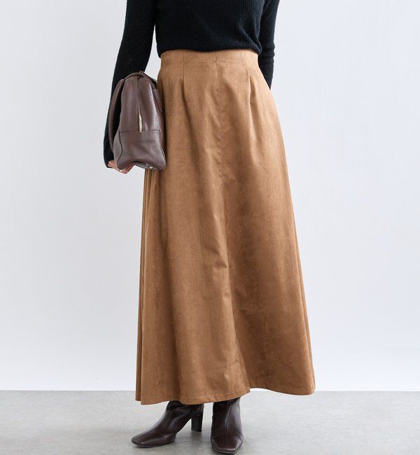  「【モダンな印象】ブラッシュドクロスサイドタックスカート」|スカート|