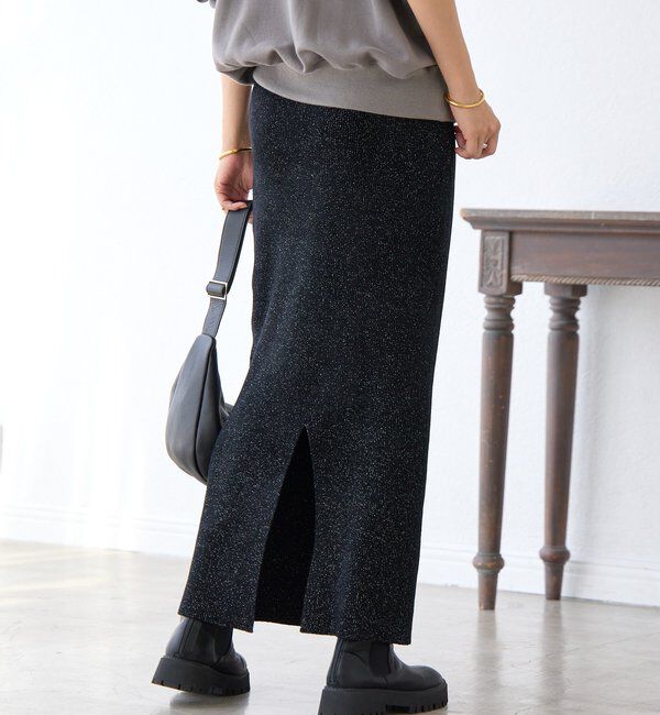  「【セットアップ対象】ラメモールニットタイトスカート」|スカート|