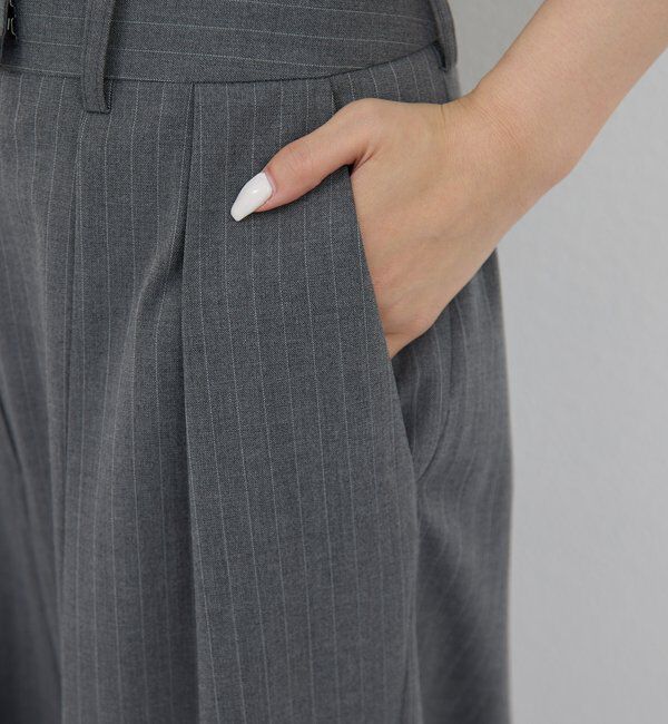  「【手洗い可能】【3サイズ展開】ストライプダブルタックパンツ」|チノ|