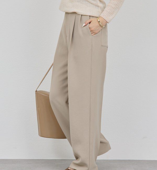  「【シワになりにくい】ジャージータックワイドパンツ」|チノ|