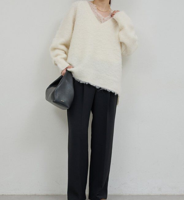  「【シワになりにくい】ジャージータックワイドパンツ」|チノ|