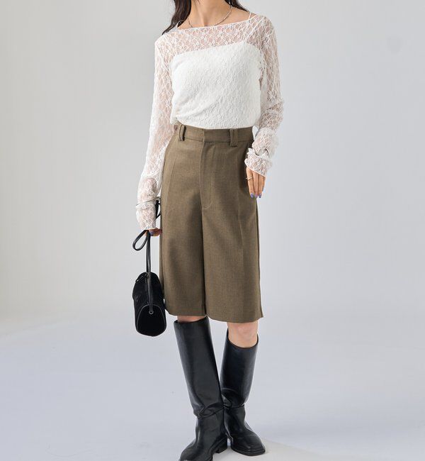  「ウールライクハーフパンツ」|チノ|