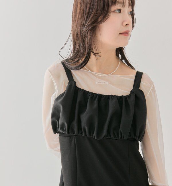  「ギャザービスチェSETワンピース」|ワンピース|