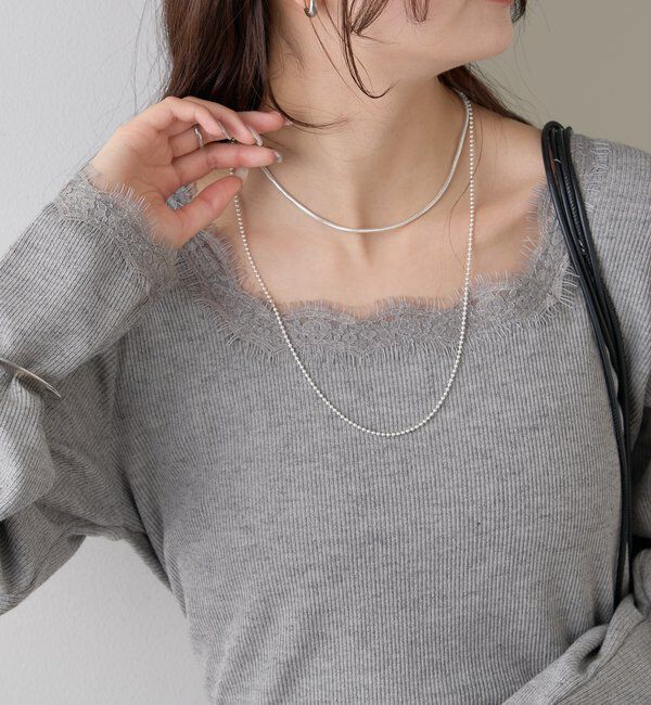  「スクエアネックレースロンT」|Tシャツ・カットソー|