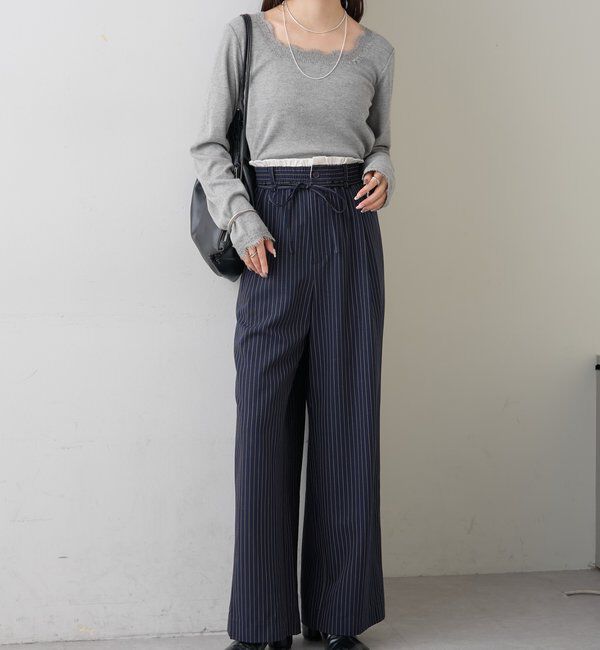  「スクエアネックレースロンT」|Tシャツ・カットソー|