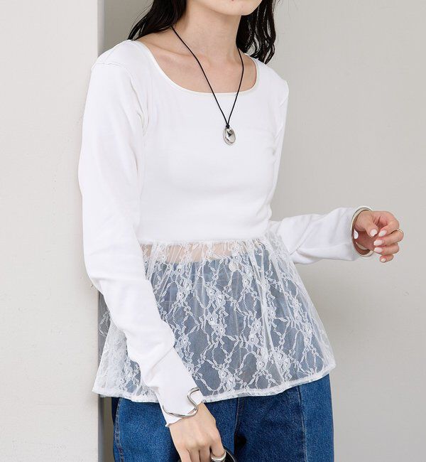  「レースドッキングロンT」|Tシャツ・カットソー|