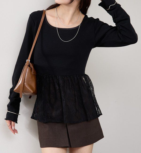  「レースドッキングロンT」|Tシャツ・カットソー|