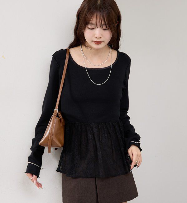  「レースドッキングロンT」|Tシャツ・カットソー|