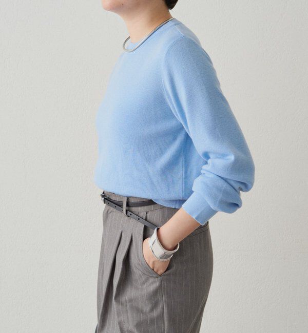  「ウールカシミヤクルーニット」|ニット・セーター|ブルー