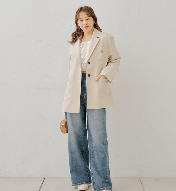 「ロゴブローチ付きオーバーシングルジャケット」|テーラードジャケット|
