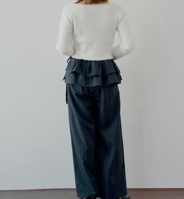  「【SALON by Chico】取り外しフリルルーズスラックスパンツ」|チノ|