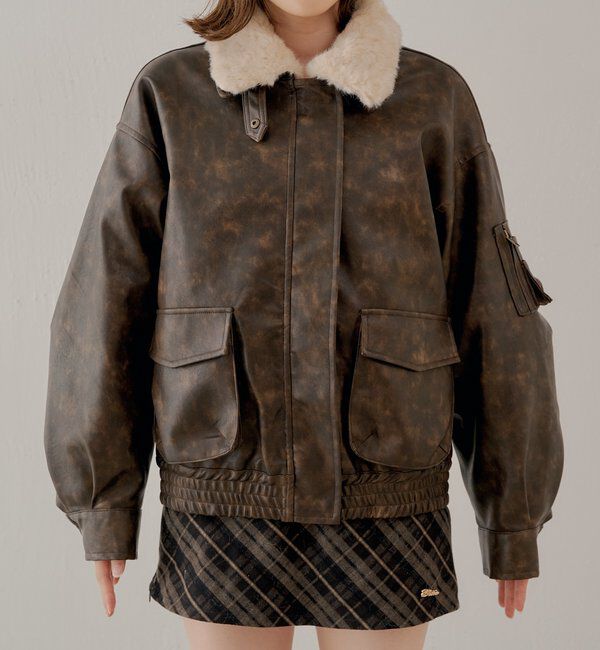  「ミリタリーレザージャケット/ファー取外し可能」|その他|