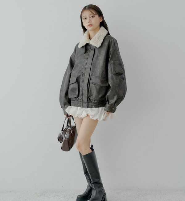  「ミリタリーレザージャケット/ファー取外し可能」|その他|