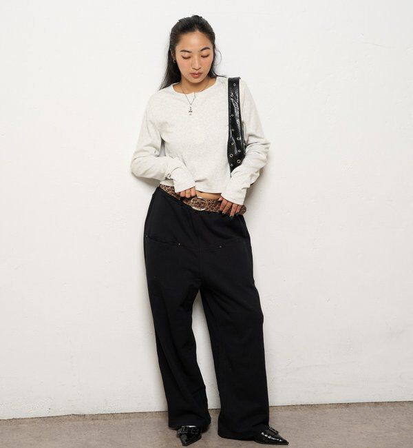  「【低身長・高身長対応】SLASH POCKET SWEAT EASY PANTS」|チノ|