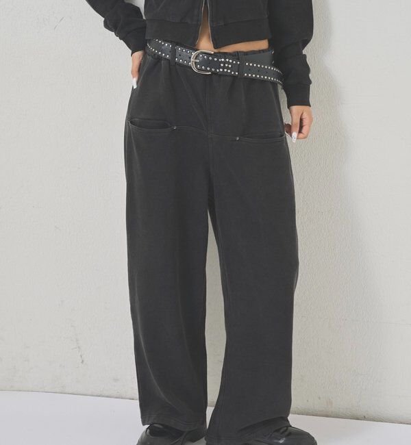  「【低身長・高身長対応】SLASH POCKET SWEAT EASY PANTS」|チノ|ブラックその他1