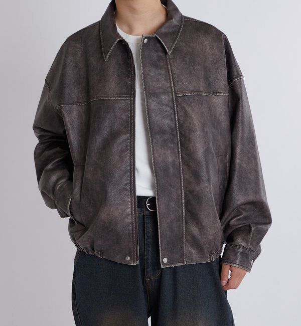  「VINTAGE-LIKE SOUTIEN COLLAR BLOUSON」|ブルゾン・スタジャン|ブラウン