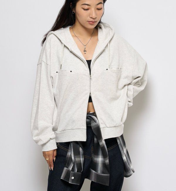  「SLASH POCKET HOODIE」|パーカー|ライトグレー