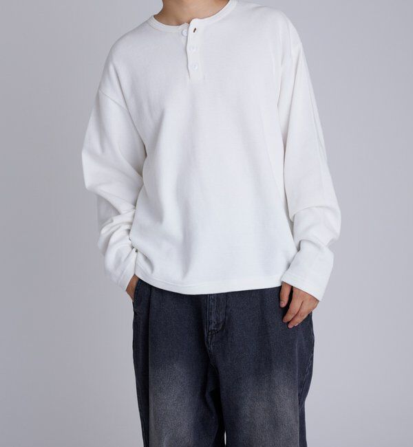  「【Sourcream】Heavy waffle henley tops」|Tシャツ・カットソー|