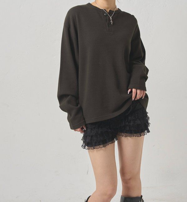  「【Sourcream】Heavy waffle henley tops」|Tシャツ・カットソー|