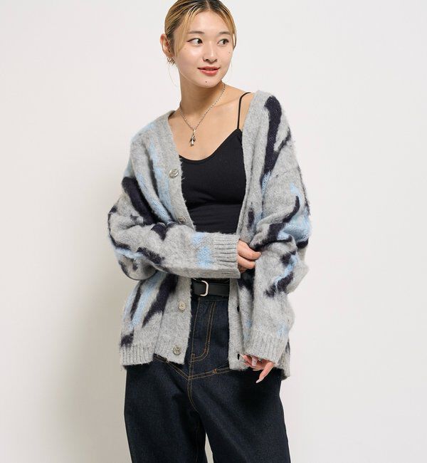  「KOOKYNモヘアライクカーディガン(無地/カモ柄)」|カーディガン|