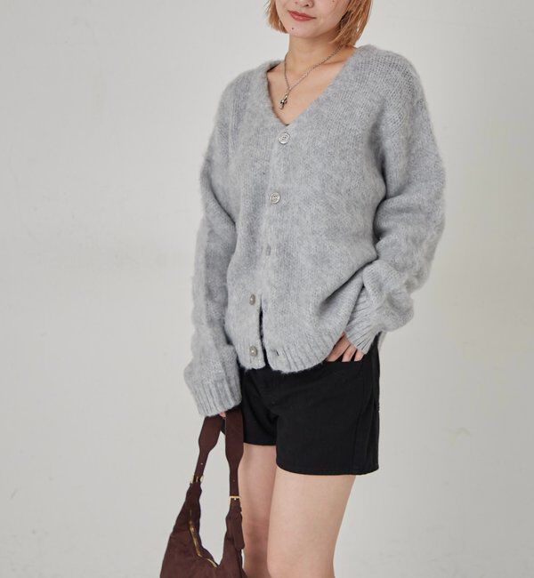  「KOOKYNモヘアライクカーディガン(無地/カモ柄)」|カーディガン|