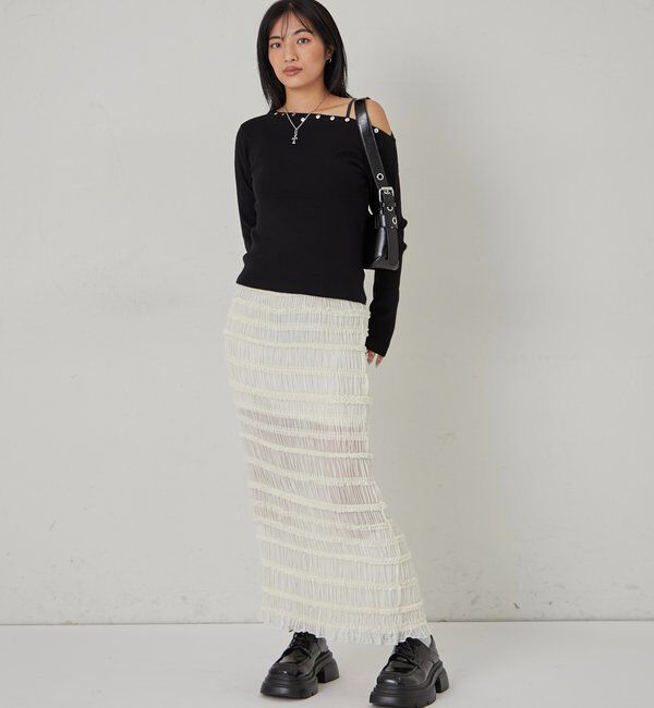  「スタンドフリルナロースカート」|スカート|