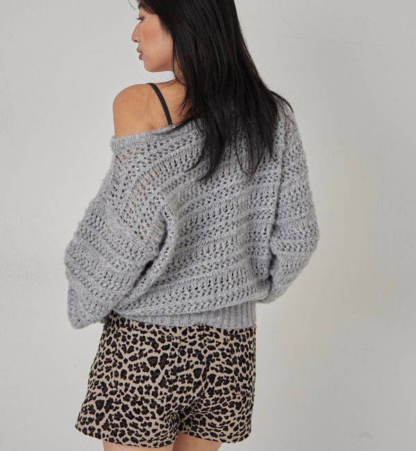  「メッシュボーダーオフショル2wayニット」|ニット・セーター|