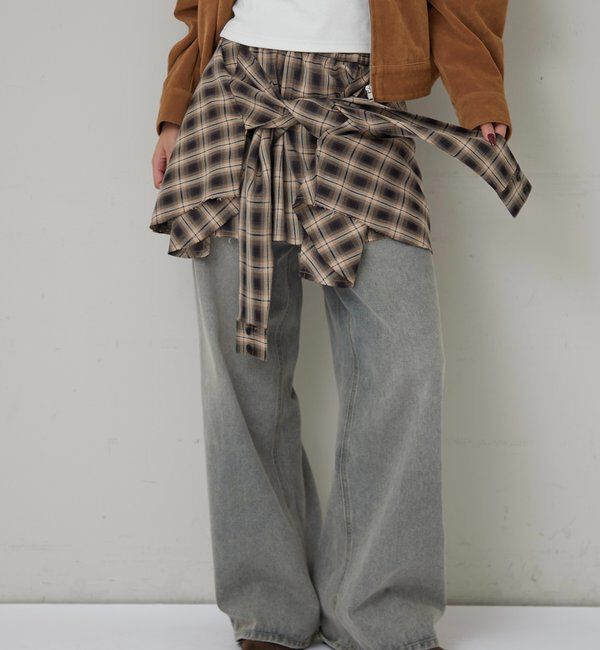  「CHECKED WRAP SKIRT」|スカート|