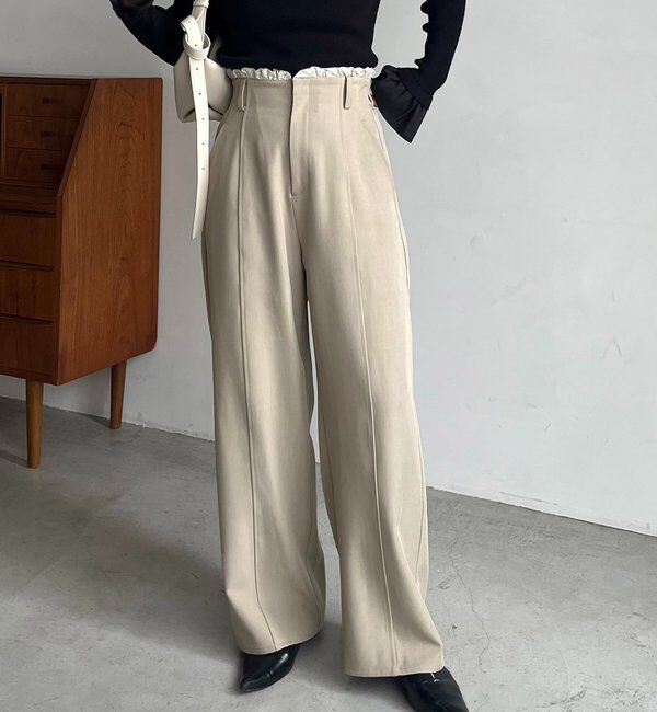  「フリルウエストパンツ」|チノ|ベージュ