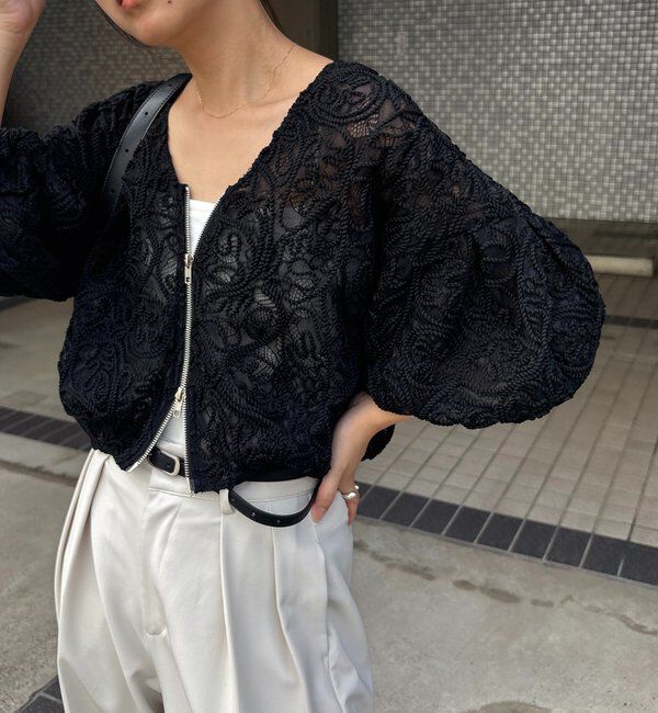  「【晩夏の羽織におすすめ】コードレースジップブルゾン」|ブルゾン・スタジャン|