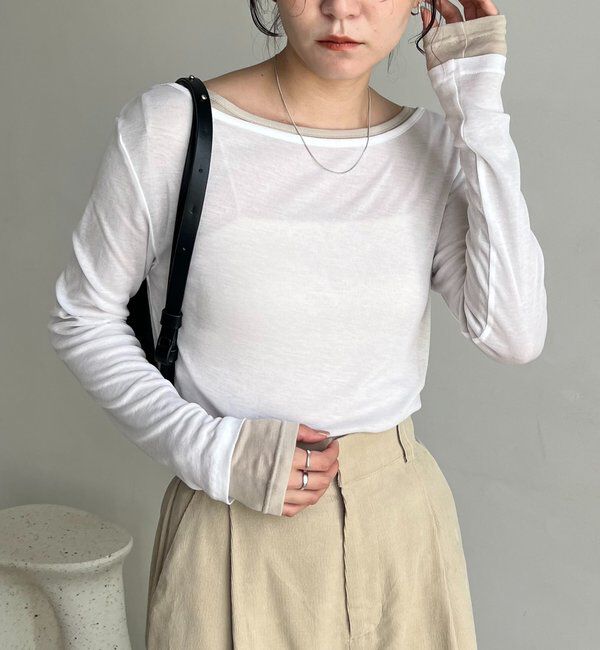  「【前後2WAY】2WAYボートネックシアーロンT」|Tシャツ・カットソー|