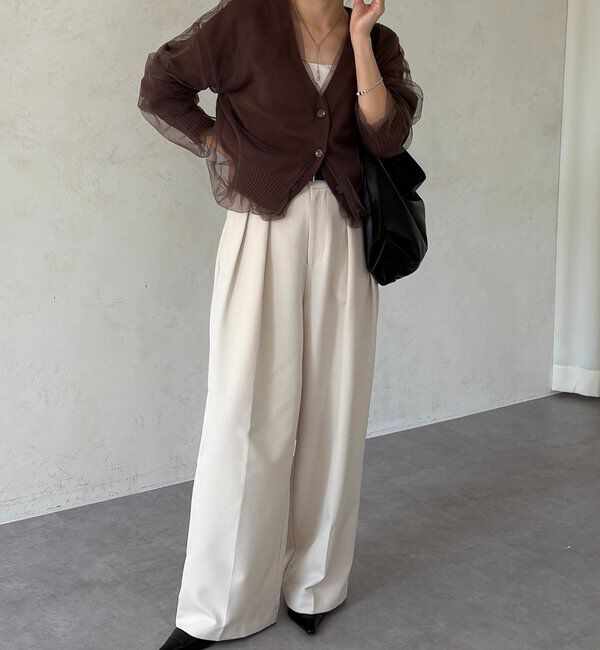  「【1枚で着映え】チュールレイヤードカーディガン」|カーディガン|