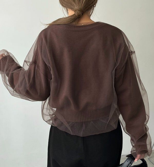  「【1枚で着映え】チュールレイヤードカーディガン」|カーディガン|
