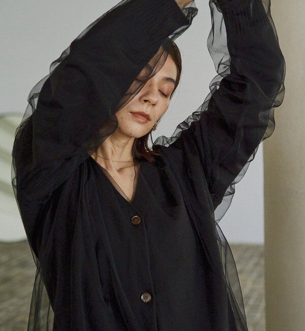  「【1枚で着映え】チュールレイヤードカーディガン」|カーディガン|