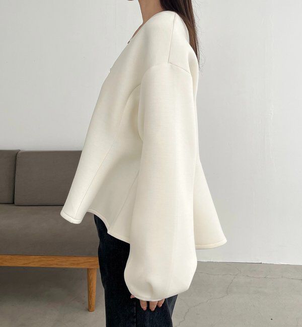  「【スタイルアップが叶う/伸縮性◎】ペプラムジップカーディガン」|Tシャツ・カットソー|