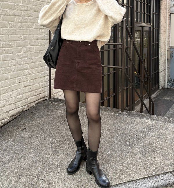  「【新色/レイヤード対応】コーデュロイ台形スカート」|スカート|