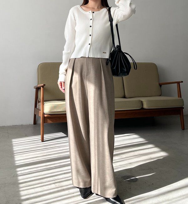  「【新色/オフホワイト】【前後2WAY】カーブスリーブリブニット」|カーディガン|