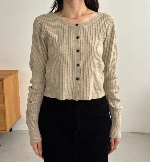  「【新色/オフホワイト】【前後2WAY】カーブスリーブリブニット」|カーディガン|