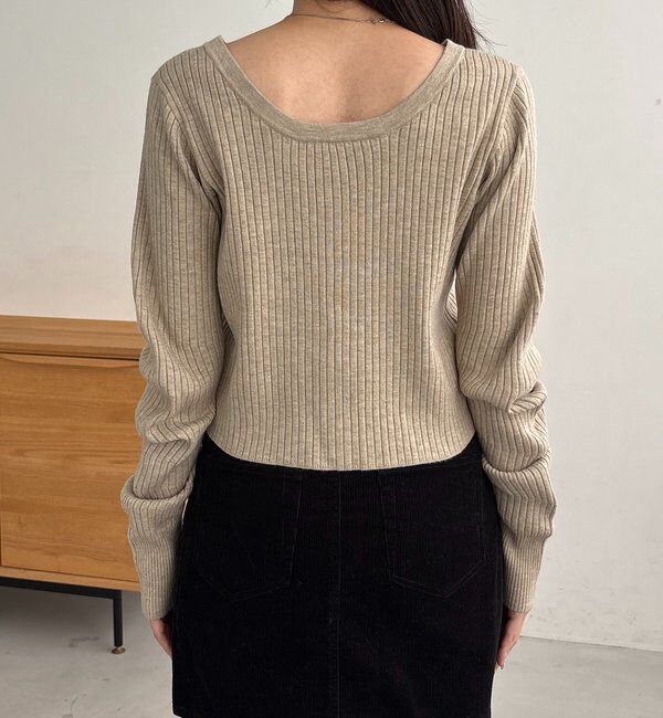  「【新色/オフホワイト】【前後2WAY】カーブスリーブリブニット」|カーディガン|
