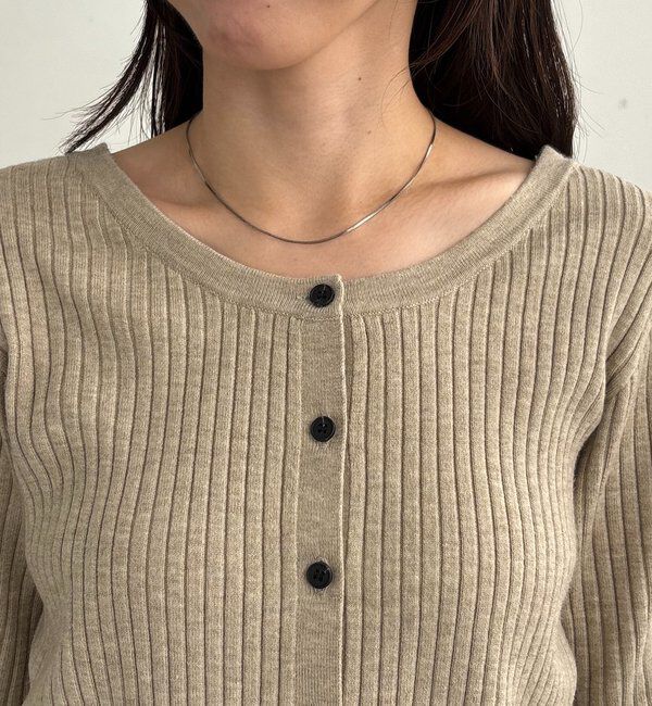  「【新色/オフホワイト】【前後2WAY】カーブスリーブリブニット」|カーディガン|